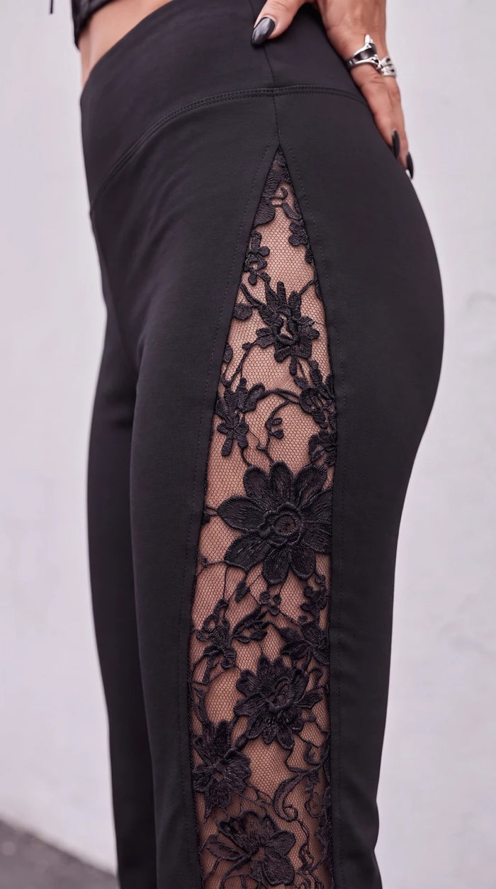 Close-up of the Black Rose embroidered lace